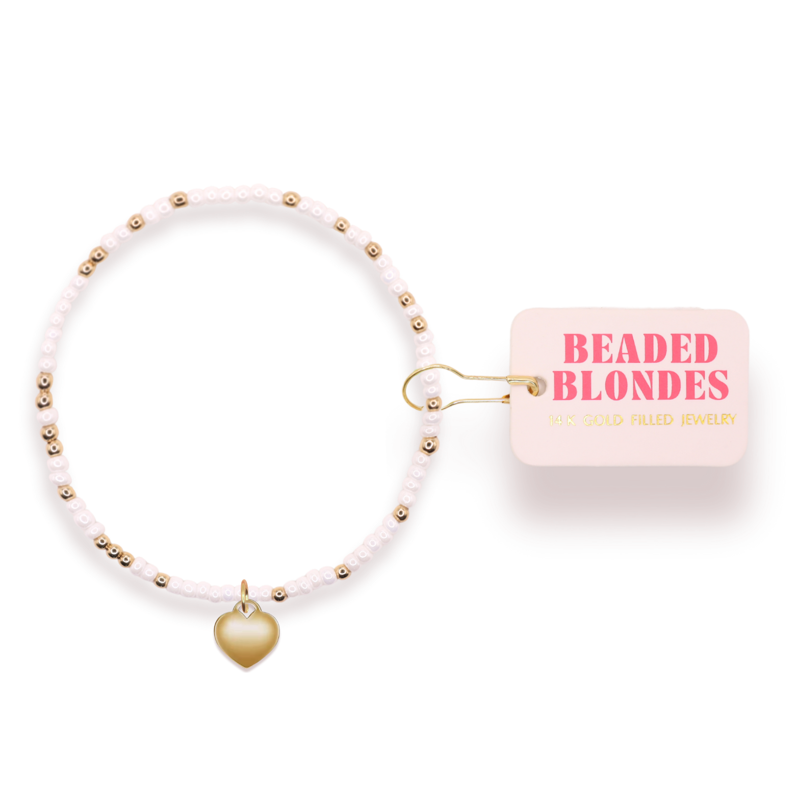 Heart Locket Charm Bracelet on Color: Standard 6.75 Inch | Beaded Blondes