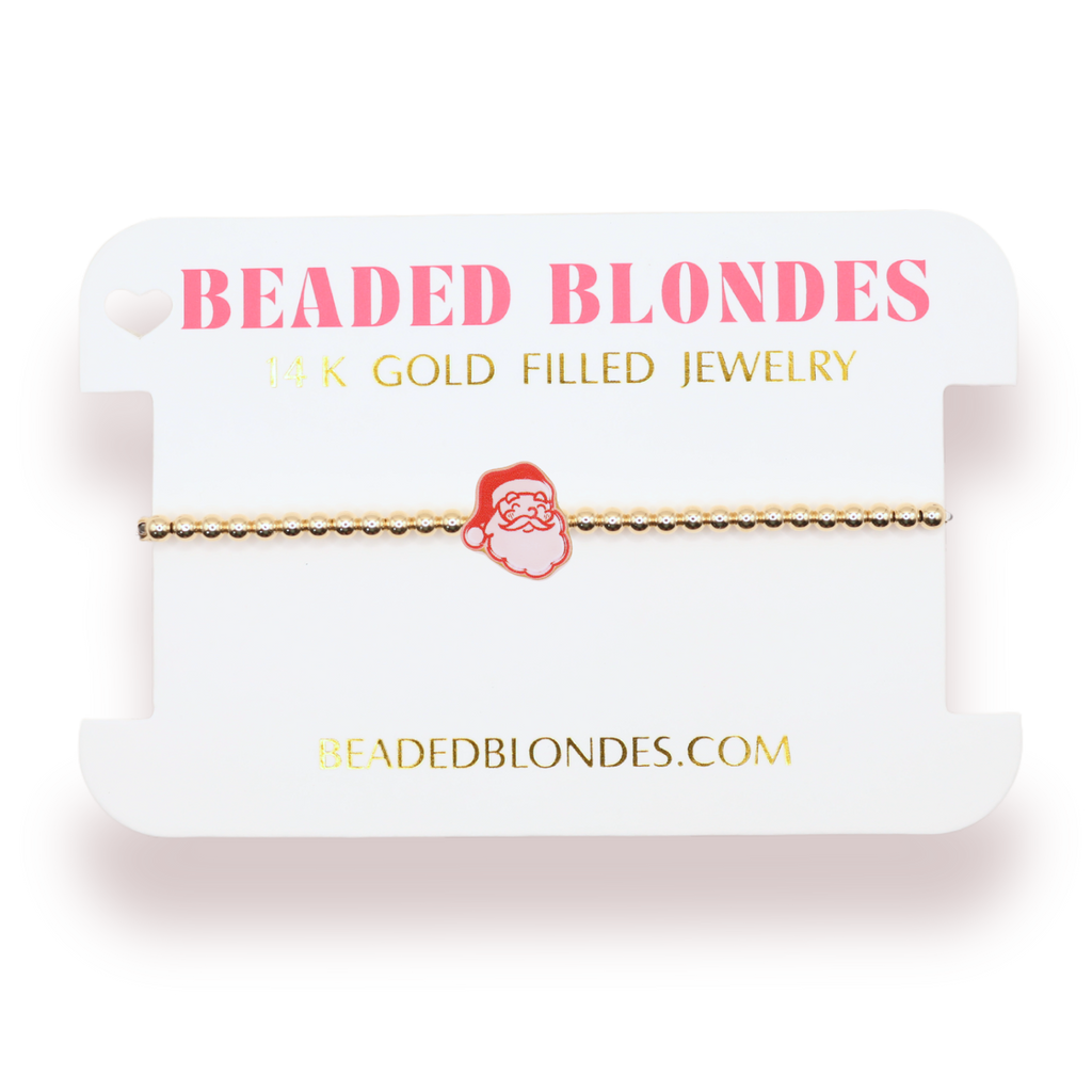 Santa Gold Bracelet: Standard 6.75 Inch | Beaded Blondes