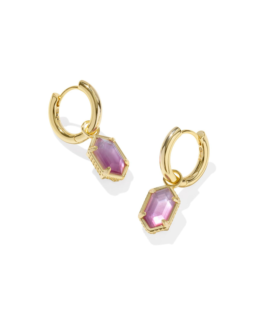 Kendra Scott Hallie Huggie Earrings - Gold Purple Watercolor Illusion