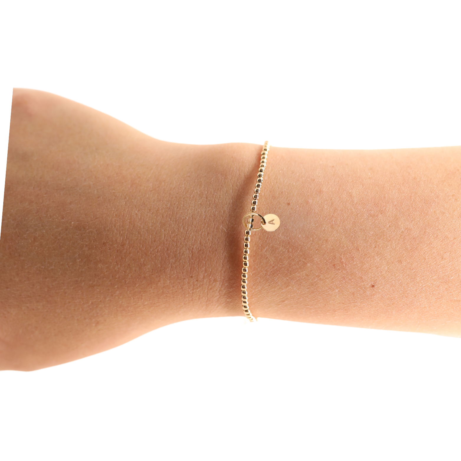 K - Gold Initial Charm Bracelet / Standard 6.75 inch