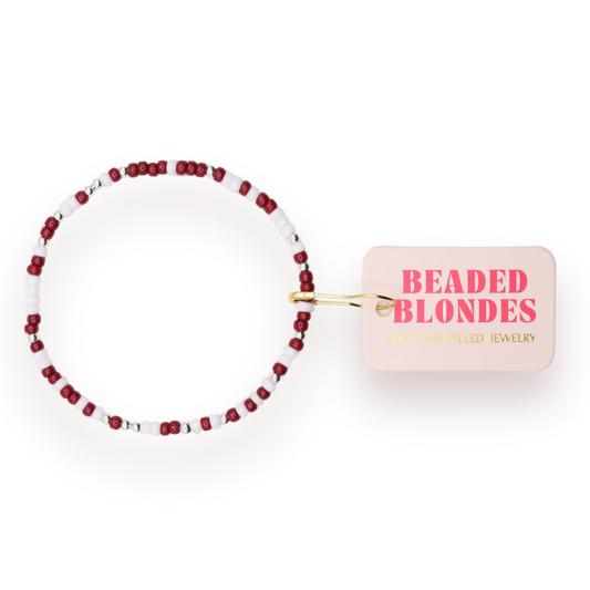 Maroon and White Sprinkle: Gold / Standard 6.75 inch | Beaded Blondes