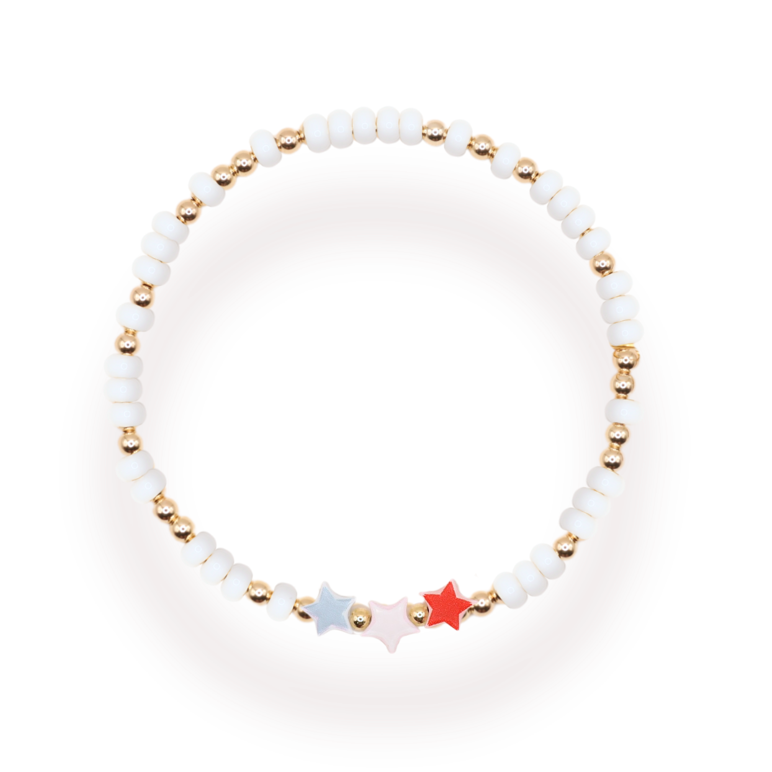 Red, White and Blue Star Bracelet: Standard 6.75 inch / Sprinkle | Beaded Blondes