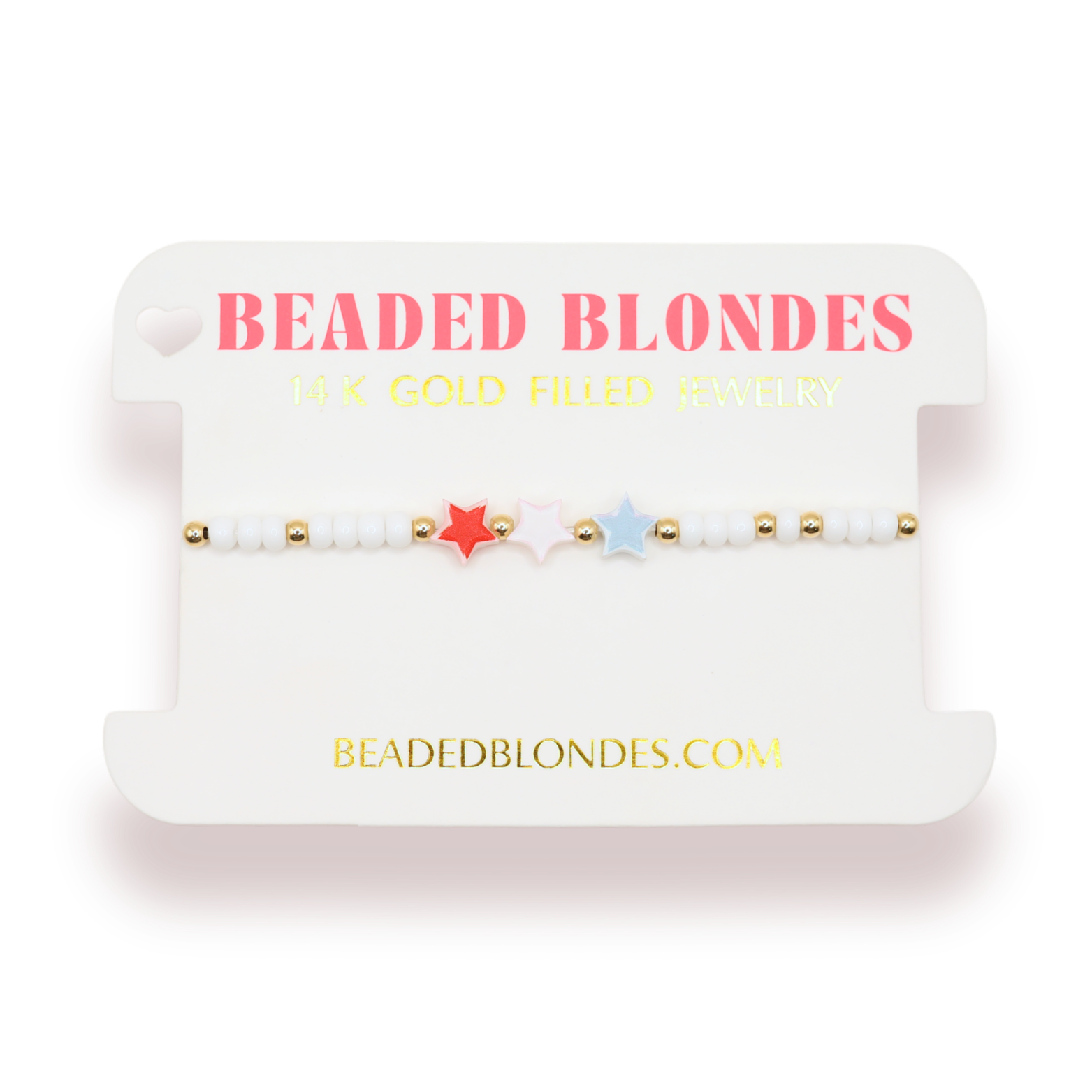 Red, White and Blue Star Bracelet: Standard 6.75 inch / Sprinkle | Beaded Blondes