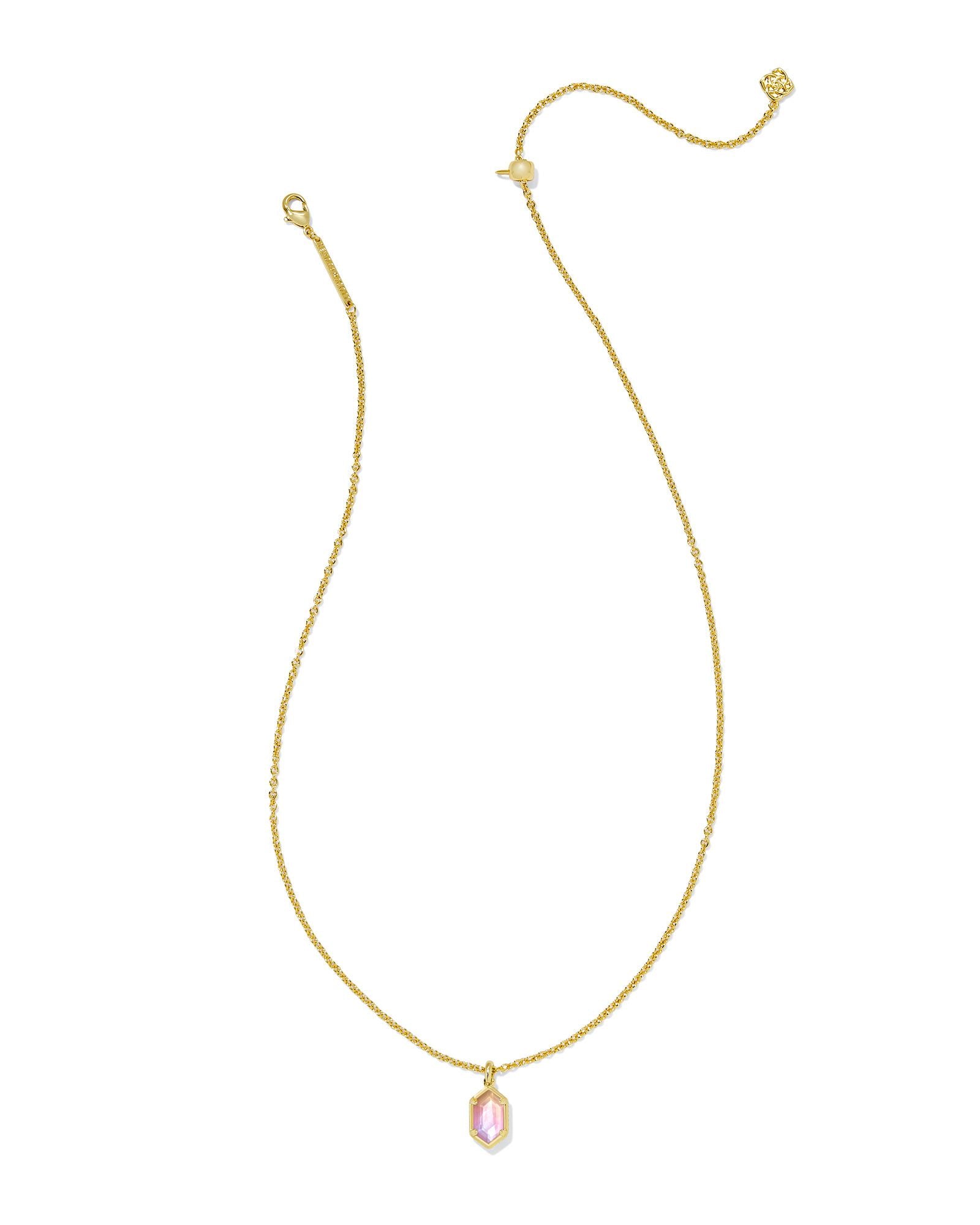 Kendra Scott Hallie Short Pendant Necklace - Gold Sunrise Watercolor Illusion