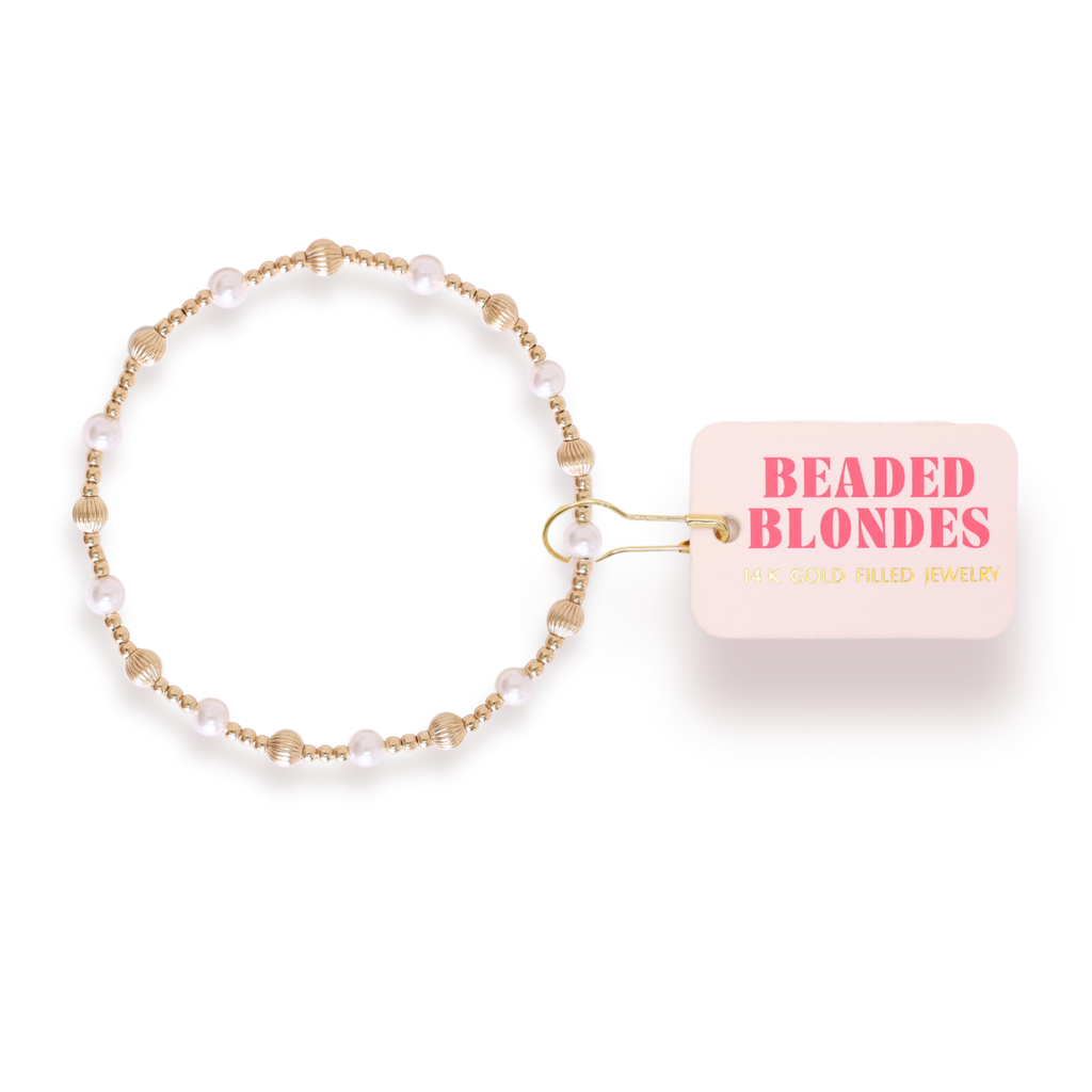 Palmer Fluted Pearl Bracelet: Standard 6.75 Inch | Beaded Blondes