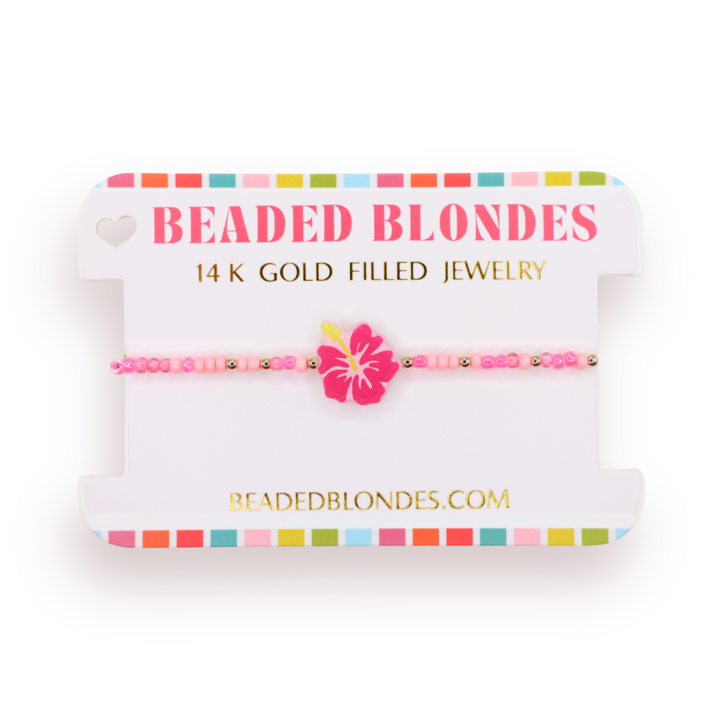 Hawaiian Flower Bracelet on Color: Standard 6.75 inch | Beaded Blondes