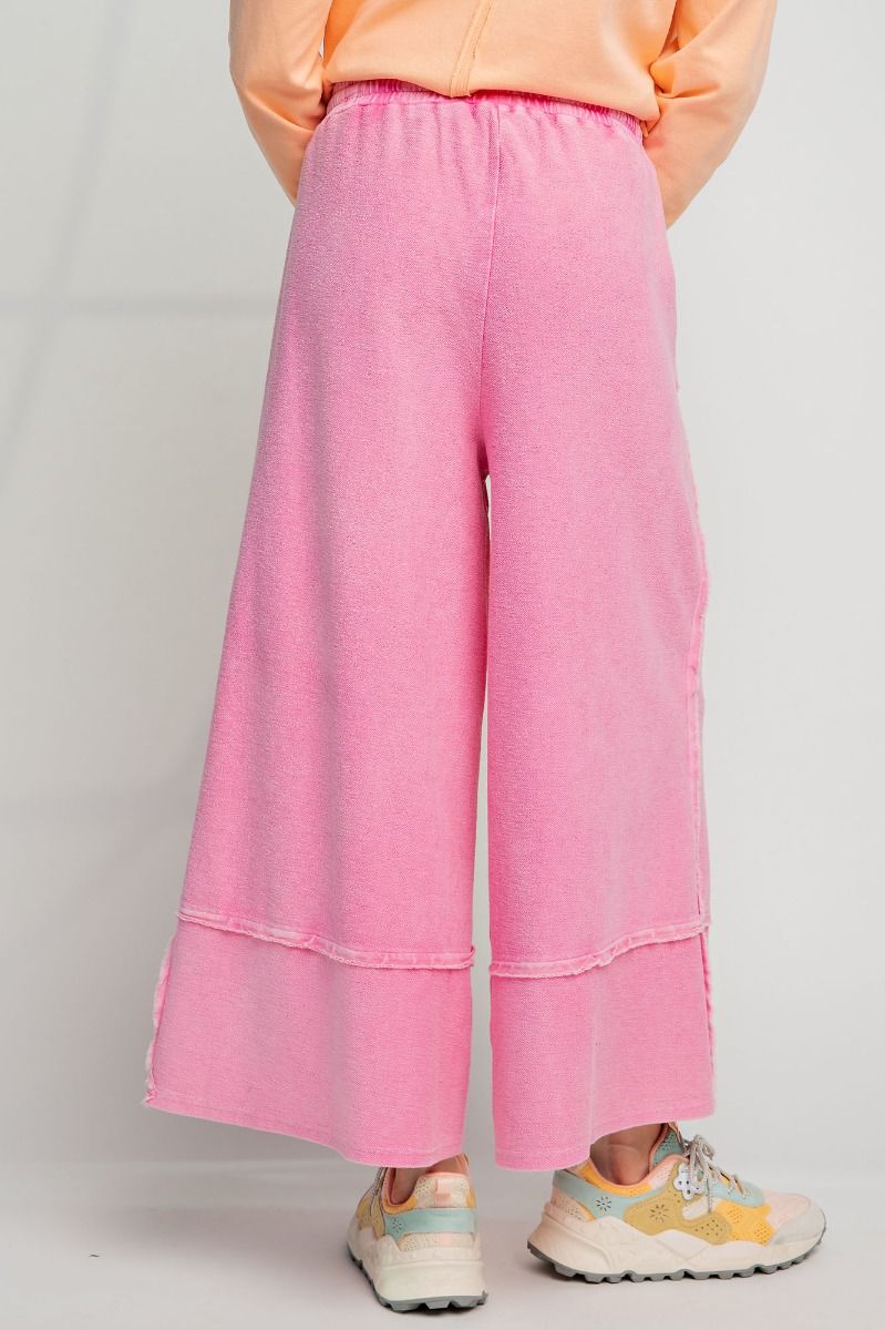 Hot Pink • Mineral Washed Terry Knit Palazzo Pants
