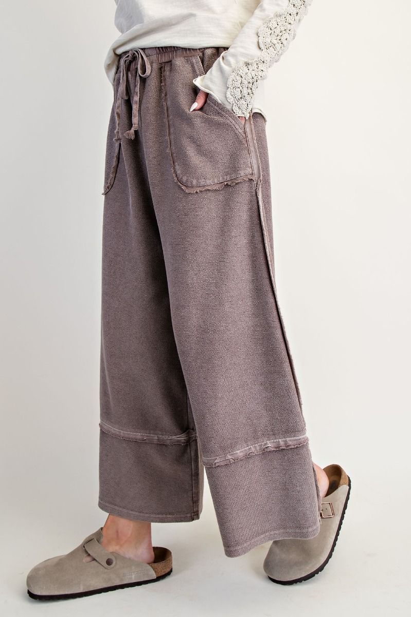 Espresso • Mineral Washed Terry Knit Palazzo Pants