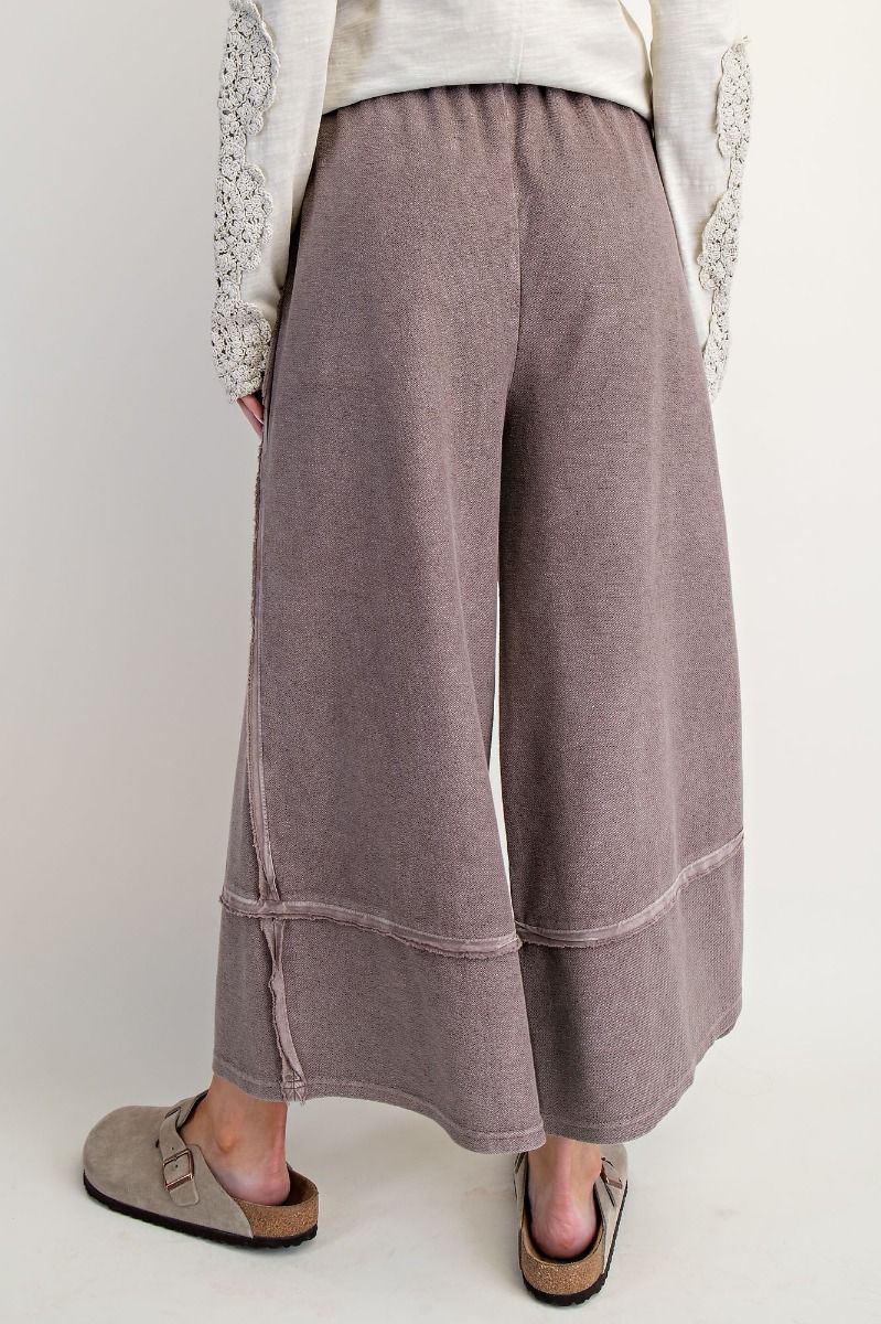 Espresso • Mineral Washed Terry Knit Palazzo Pants