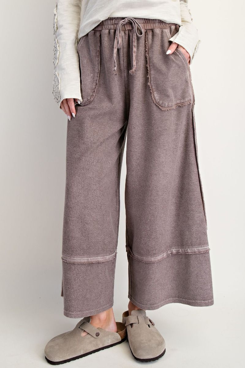 Espresso • Mineral Washed Terry Knit Palazzo Pants