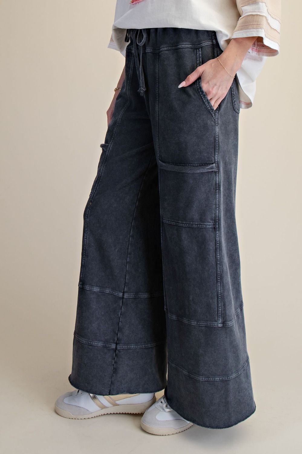 Black • Mineral Washed Terry Knit Pants