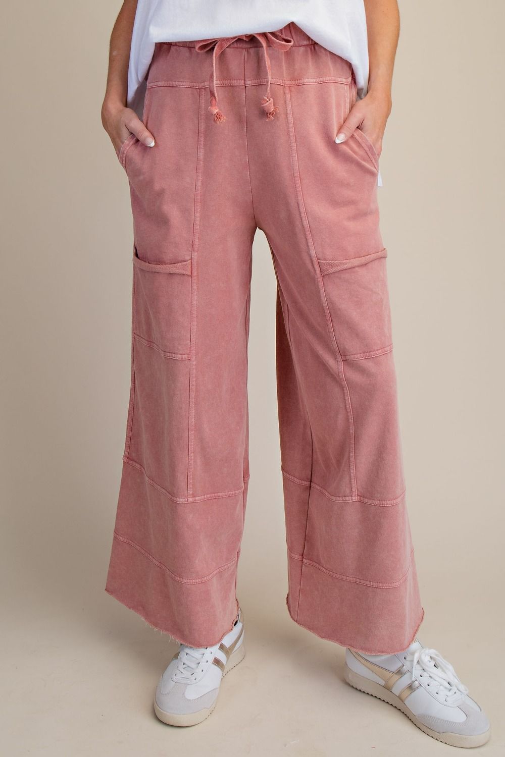 Mauve • Mineral Washed Terry Knit Pants