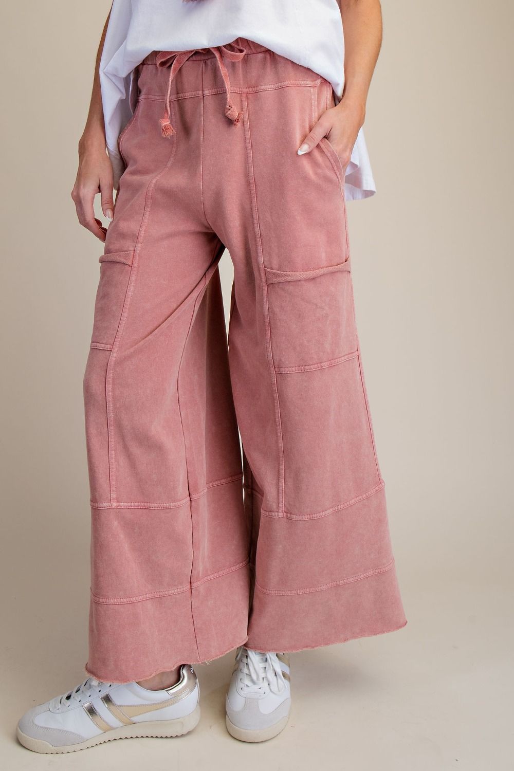 Mauve • Mineral Washed Terry Knit Pants