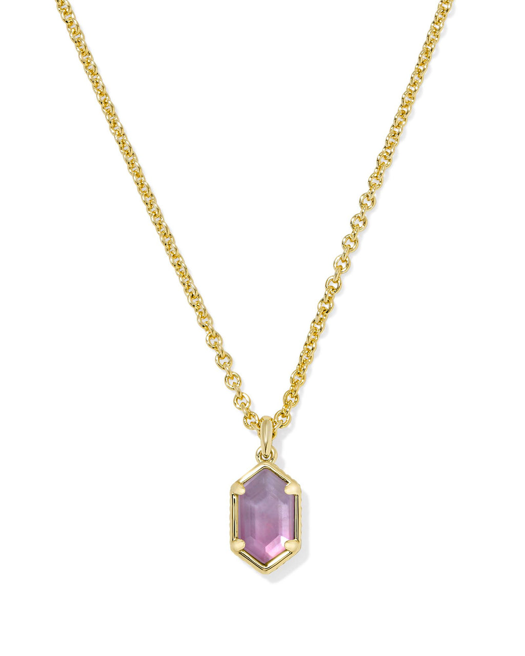 Kendra Scott Hallie Short Pendant Necklace - Gold Purple Watercolor Illusion