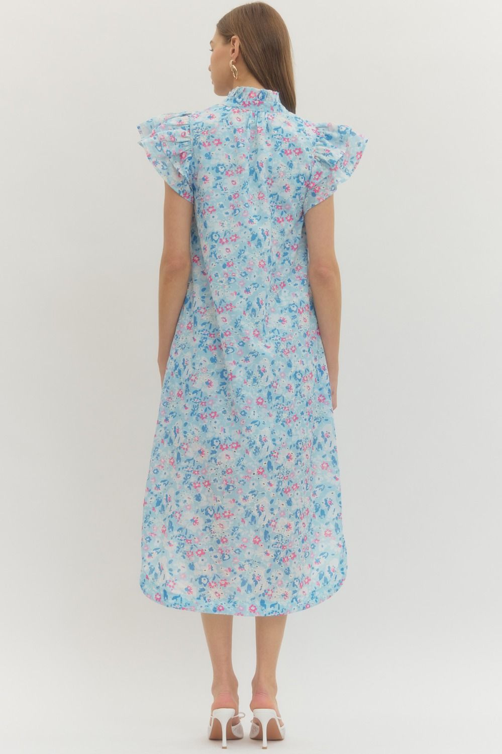 Cutesy Blue Button Down Floral Dress *FINAL SALE*