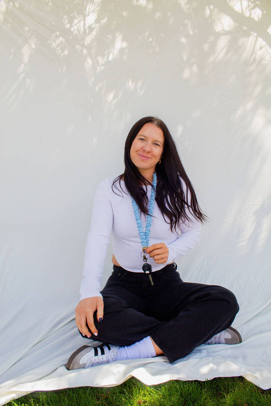 Blue Striped Lanyard