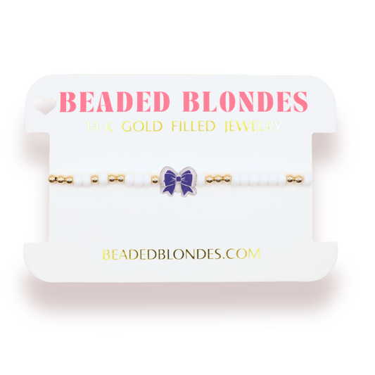 Royal Blue Bow Bracelet: Standard 6.75 inch / Sprinkle | Beaded Blondes