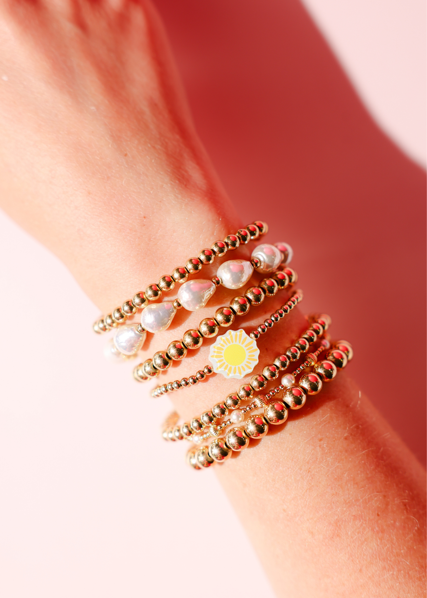 Sunshine Bracelet on Gold: Standard 6.75 inch | Beaded Blondes