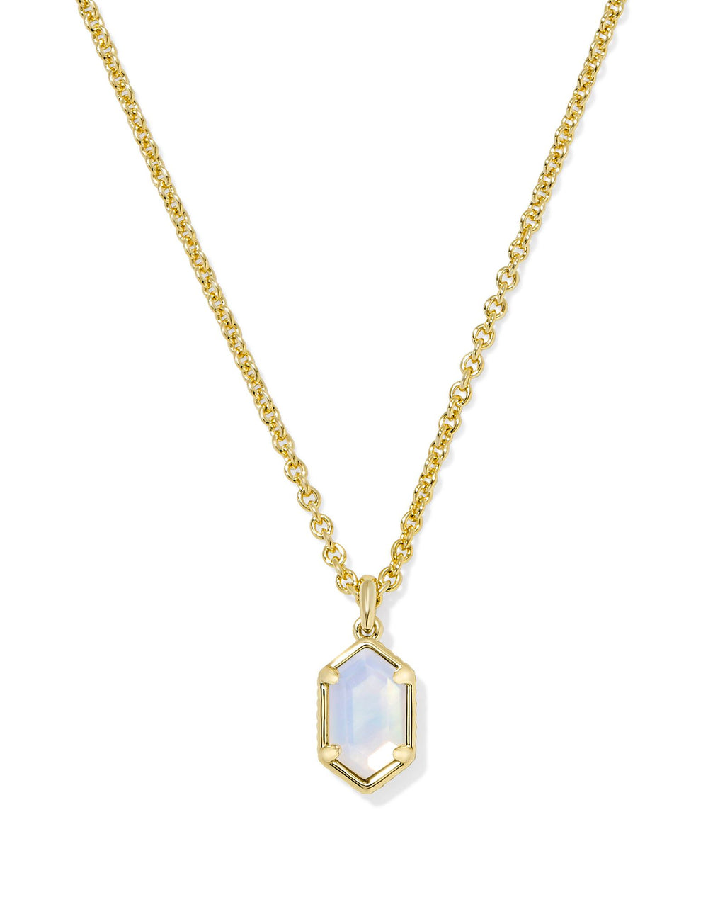 Kendra Scott Hallie Short Pendant Necklace - Gold Opalite Illusion