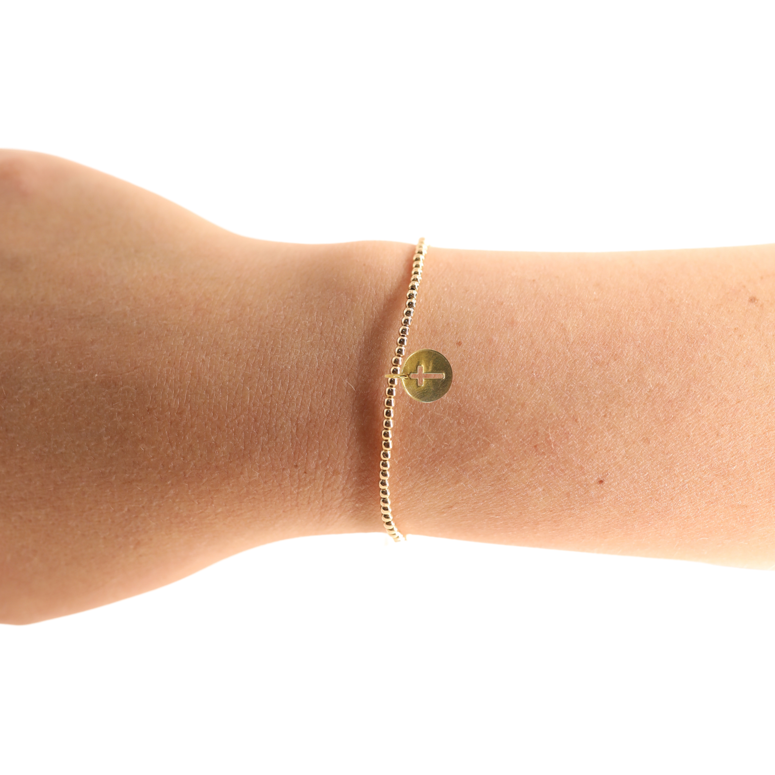 Cross Cutout Charm Bracelet: Standard 6.75 inch | Beaded Blondes