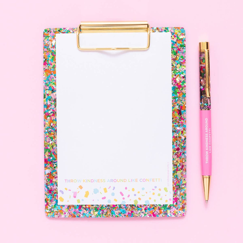 Mini Acrylic Clipboard & Notepad - Colorful Confetti