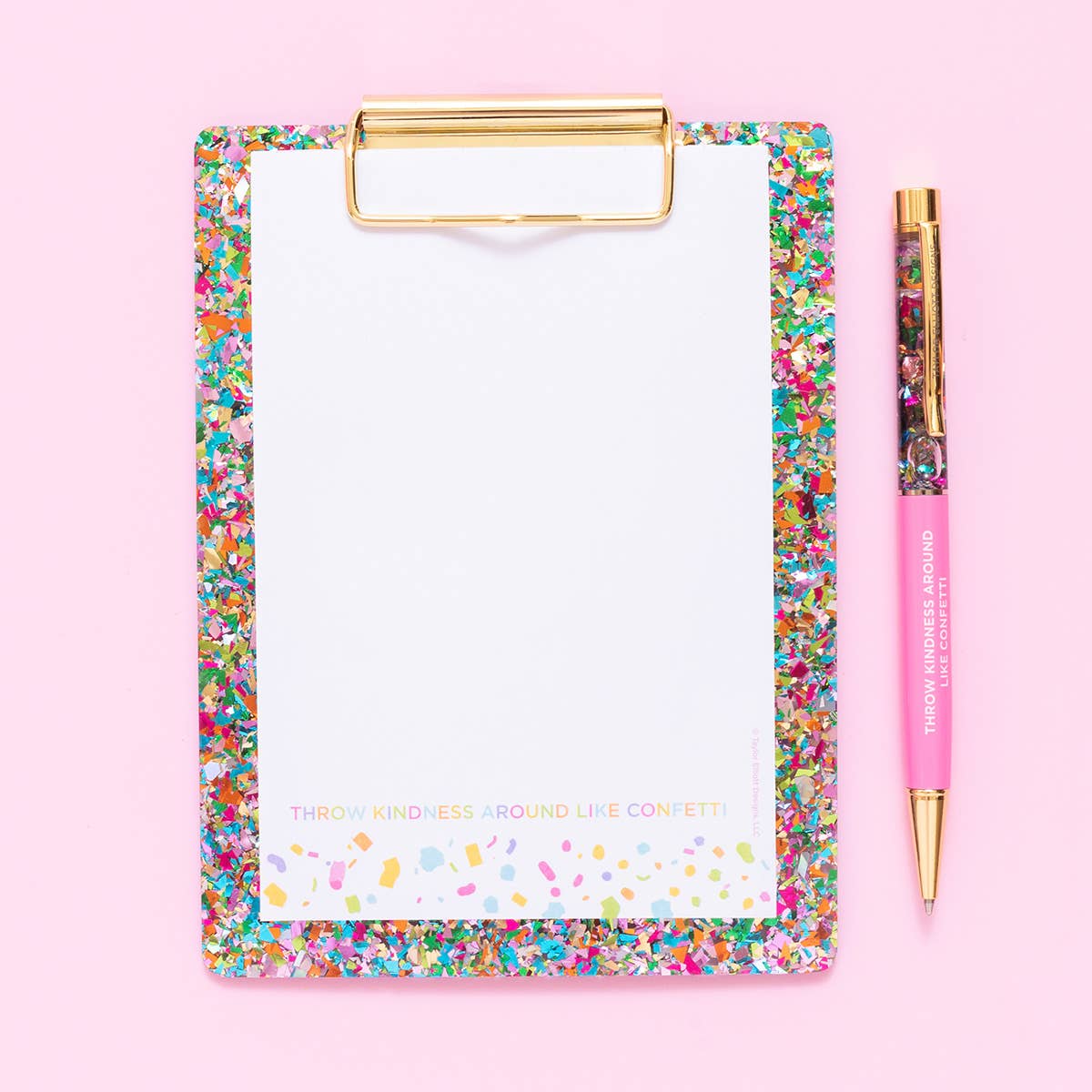 Mini Acrylic Clipboard & Notepad - Colorful Confetti