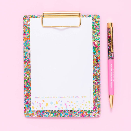 Mini Acrylic Clipboard & Notepad - Colorful Confetti
