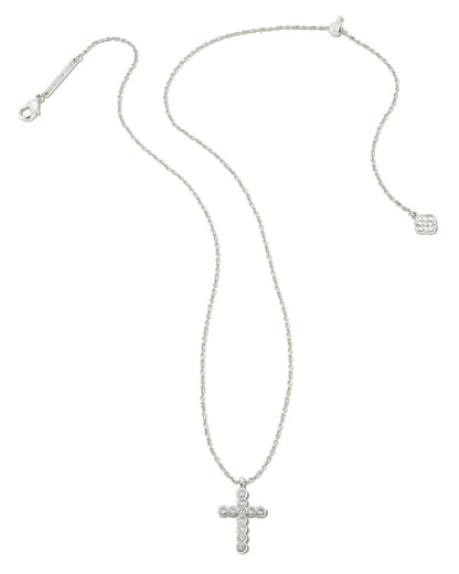 Kendra Scott Cross Crystal Pendant Necklace  - Rhodium White Crystal