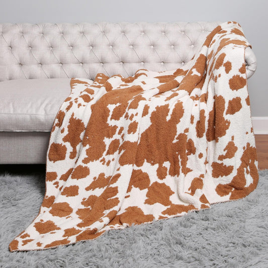 Brown Cow Print Comfy Luxe Blanket