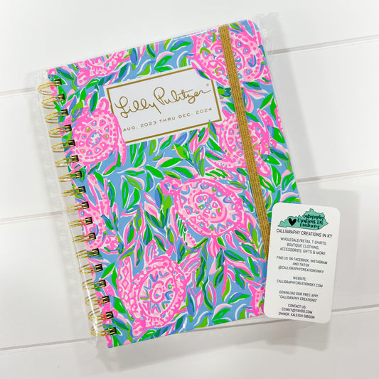 Frenchie Blue Turtley In Love | Lilly Pulitzer 17 Month Large Agenda