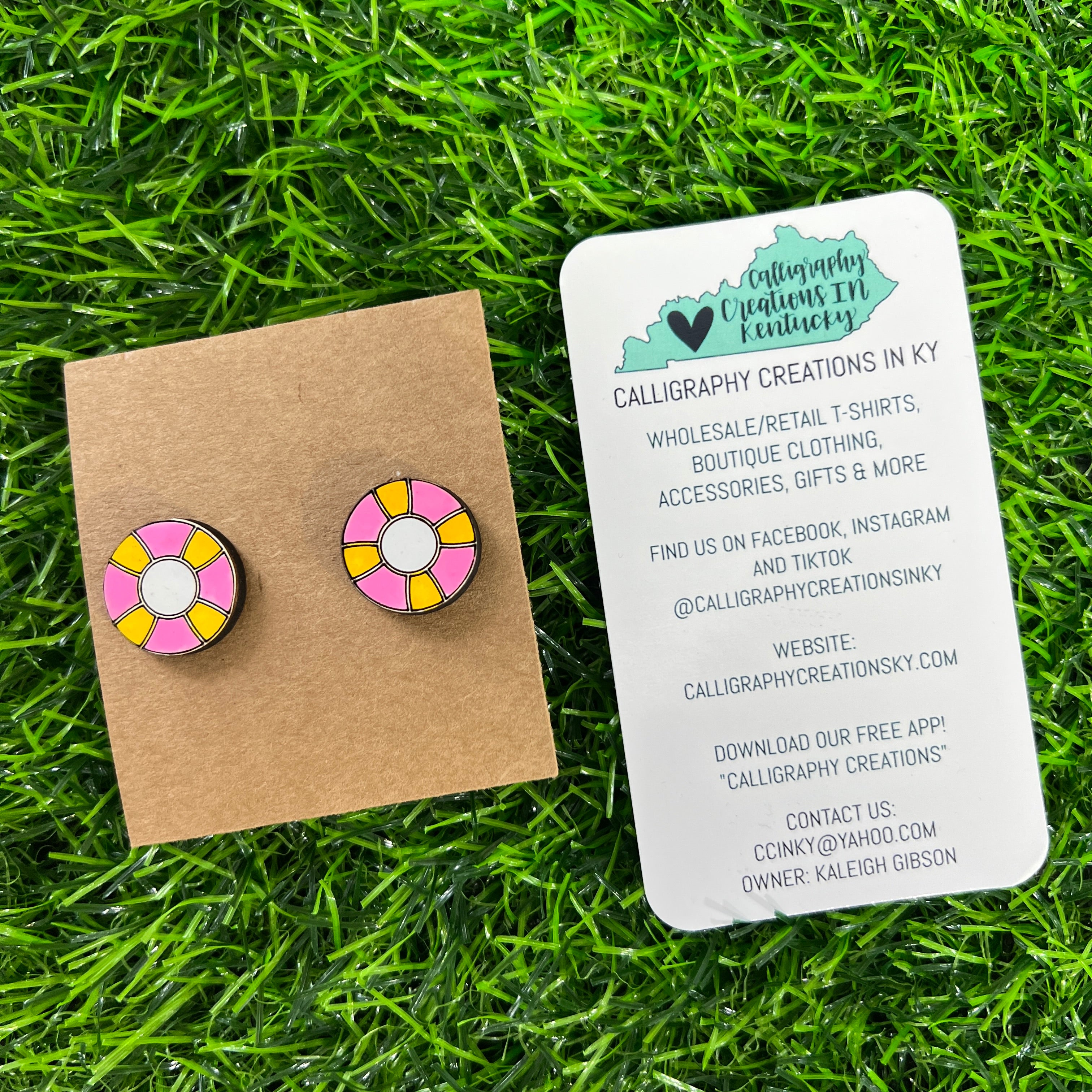 Pink/Orange- Pool Float Stud Earrings - FINAL SALE