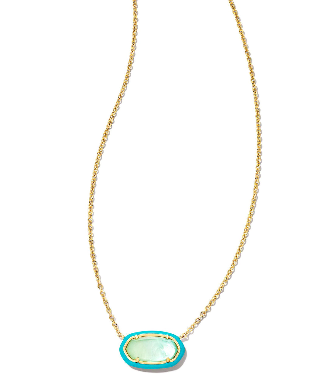 Kendra Scott Elisa Enamel Frame Short Pendant Necklace  - Gold Sea Green Ombré Illusion