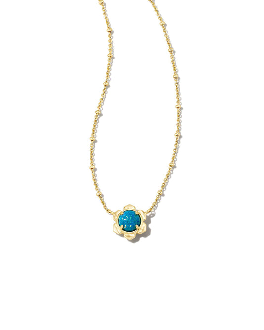 Kendra Scott Susie Short Pendant Necklace - Gold Marine Kyocera Opal