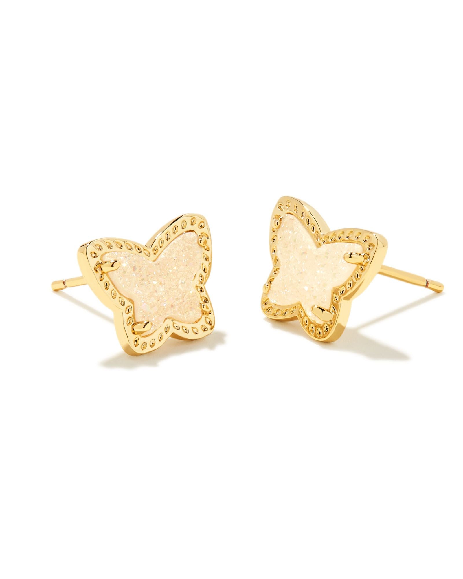 Kendra Scott Lillia Stud Earrings - Gold Iridescent Drusy