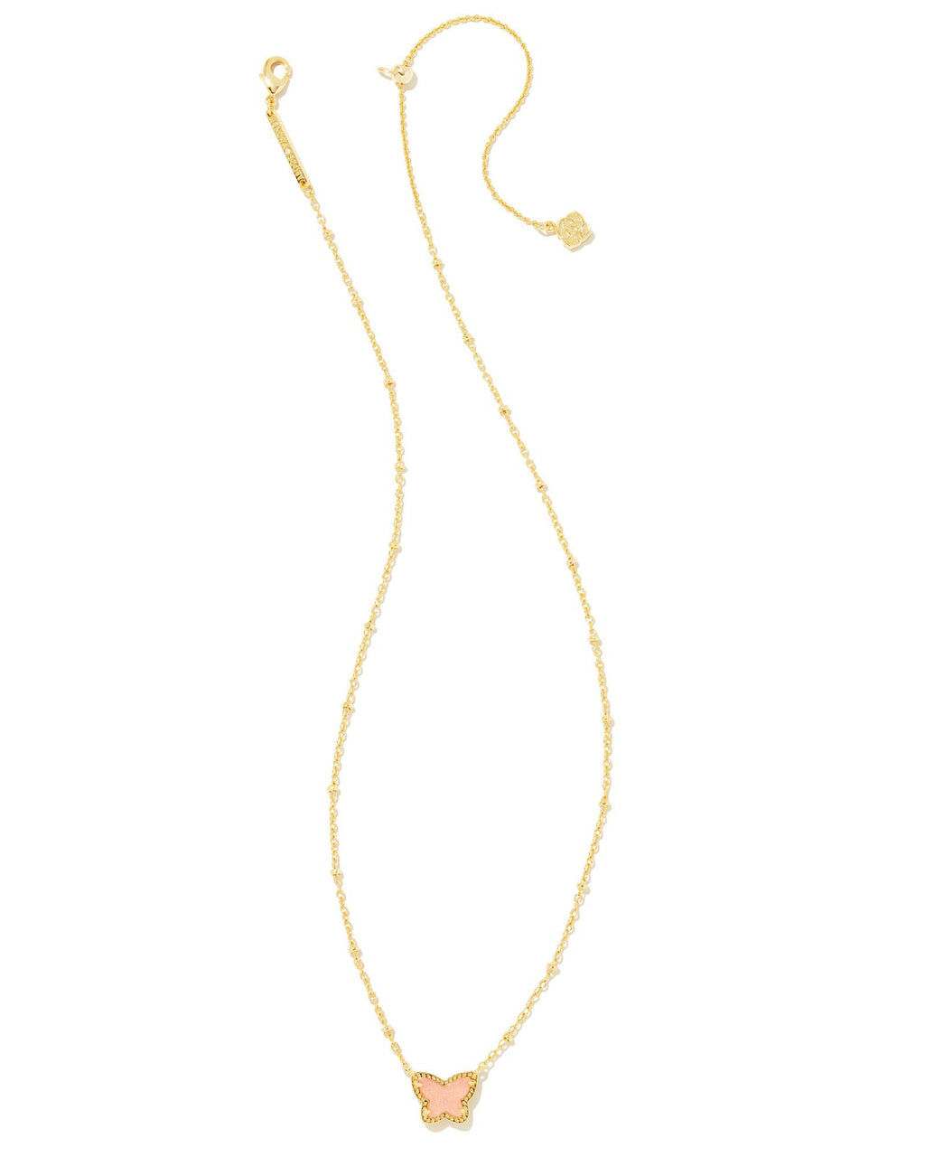 Kendra Scott Lillia Small Short Pendant Necklace - Gold Light Pink Drusy