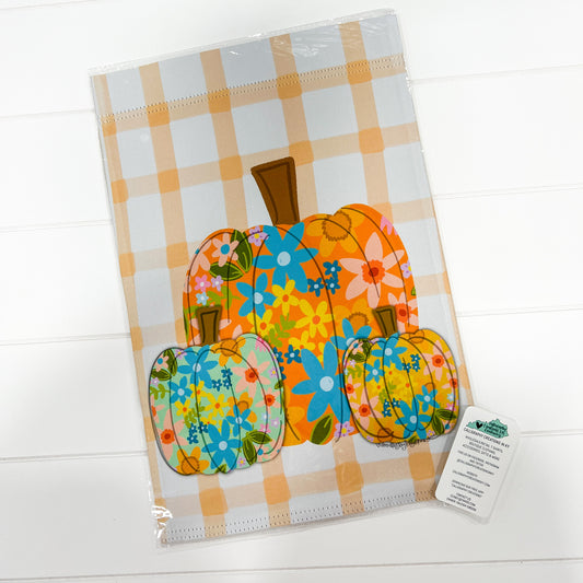 Floral Whimsey Pumpkin Garden Flag