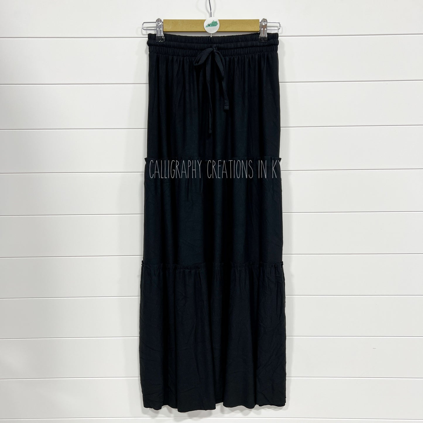Black Comfy Ruffle Maxi Skirt