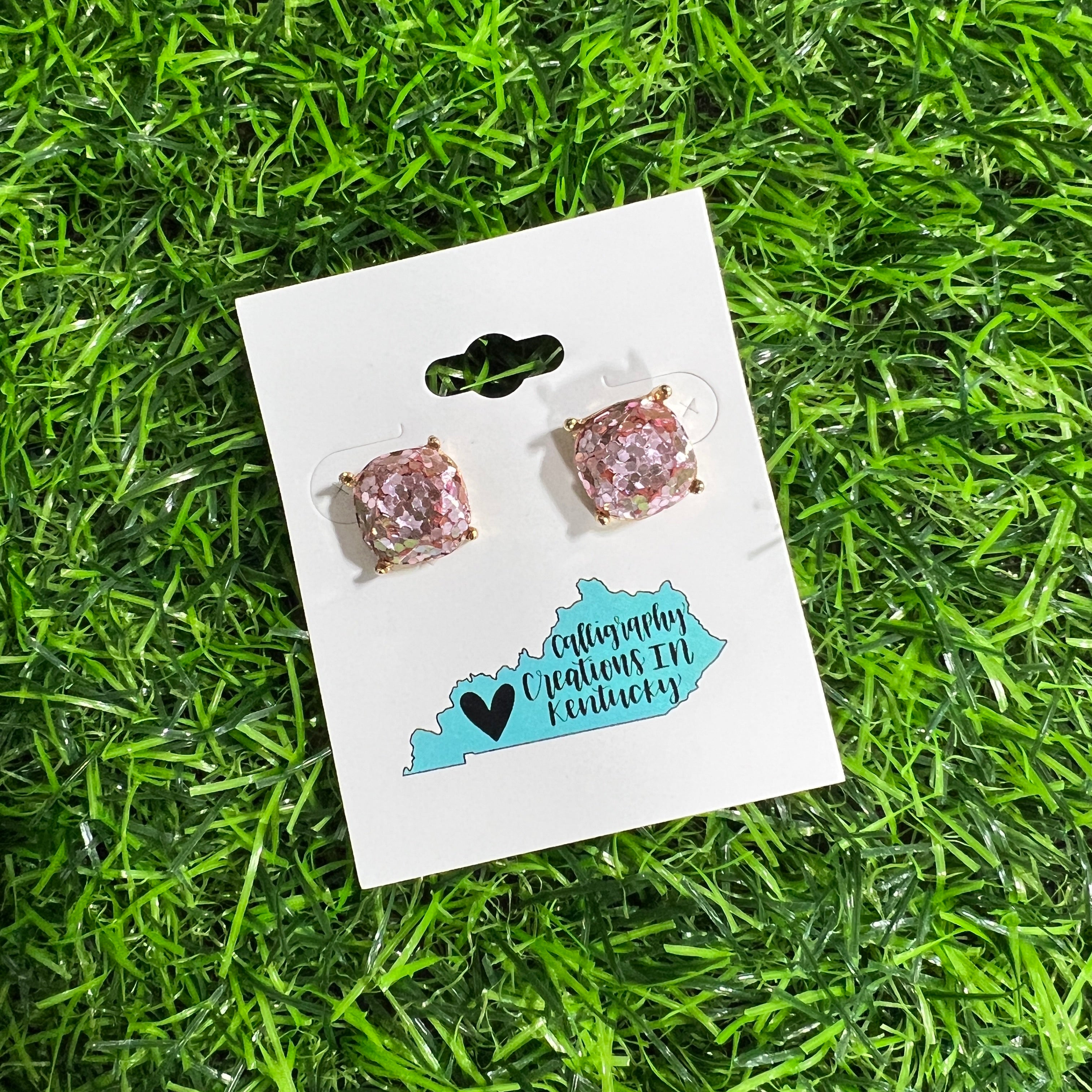 Lilac Glitter Stud Earrings