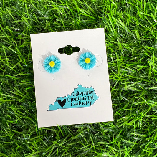 Blue Mini Flower Stud Earrings