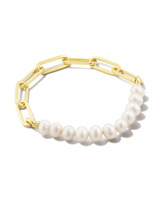 Kendra Scott Ashton Half Chain Bracelet - Gold White Pearl