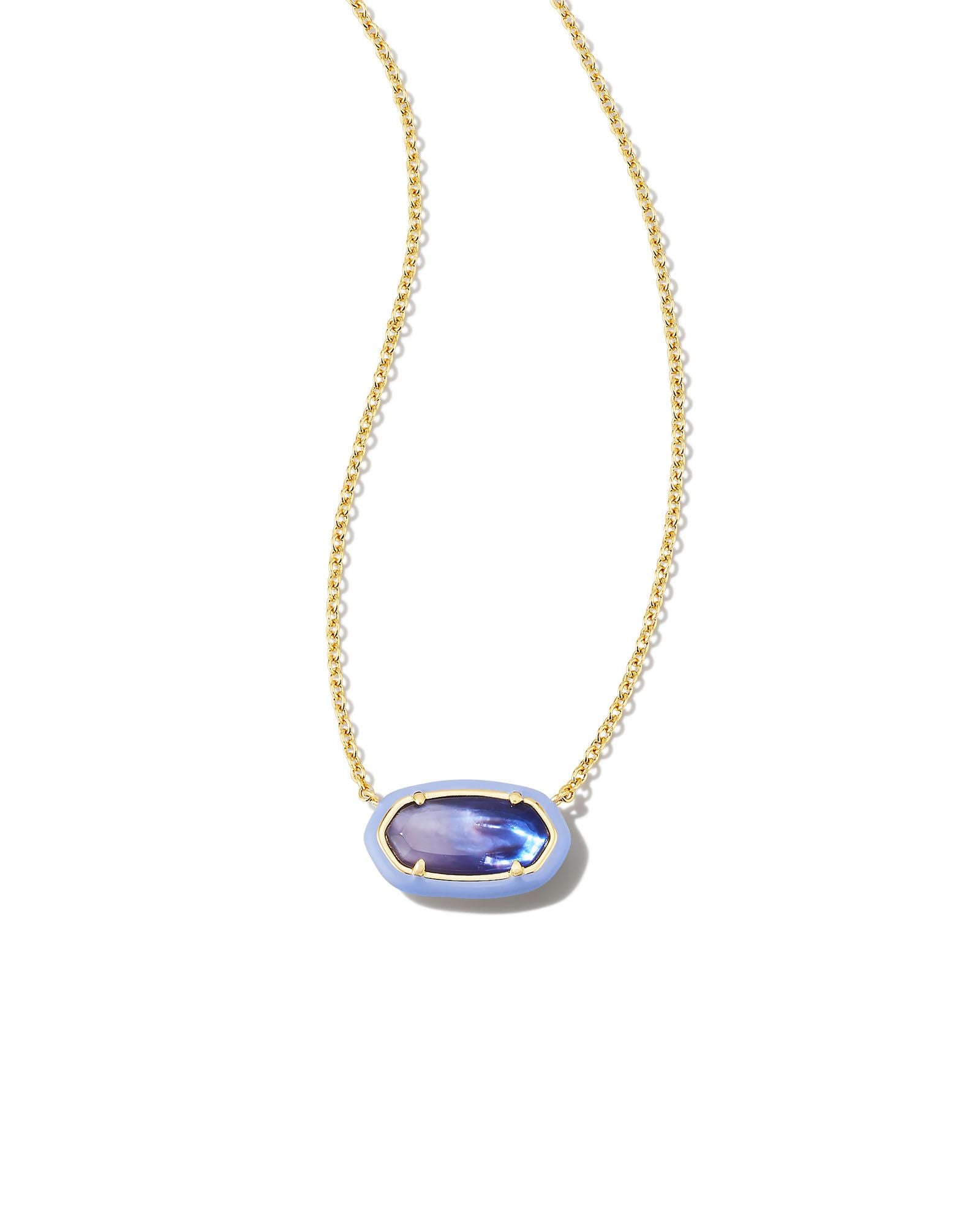 Kendra Scott Elisa Enamel Frame Short Pendant Necklace  - Gold Dark Lavender Ombré Illusion