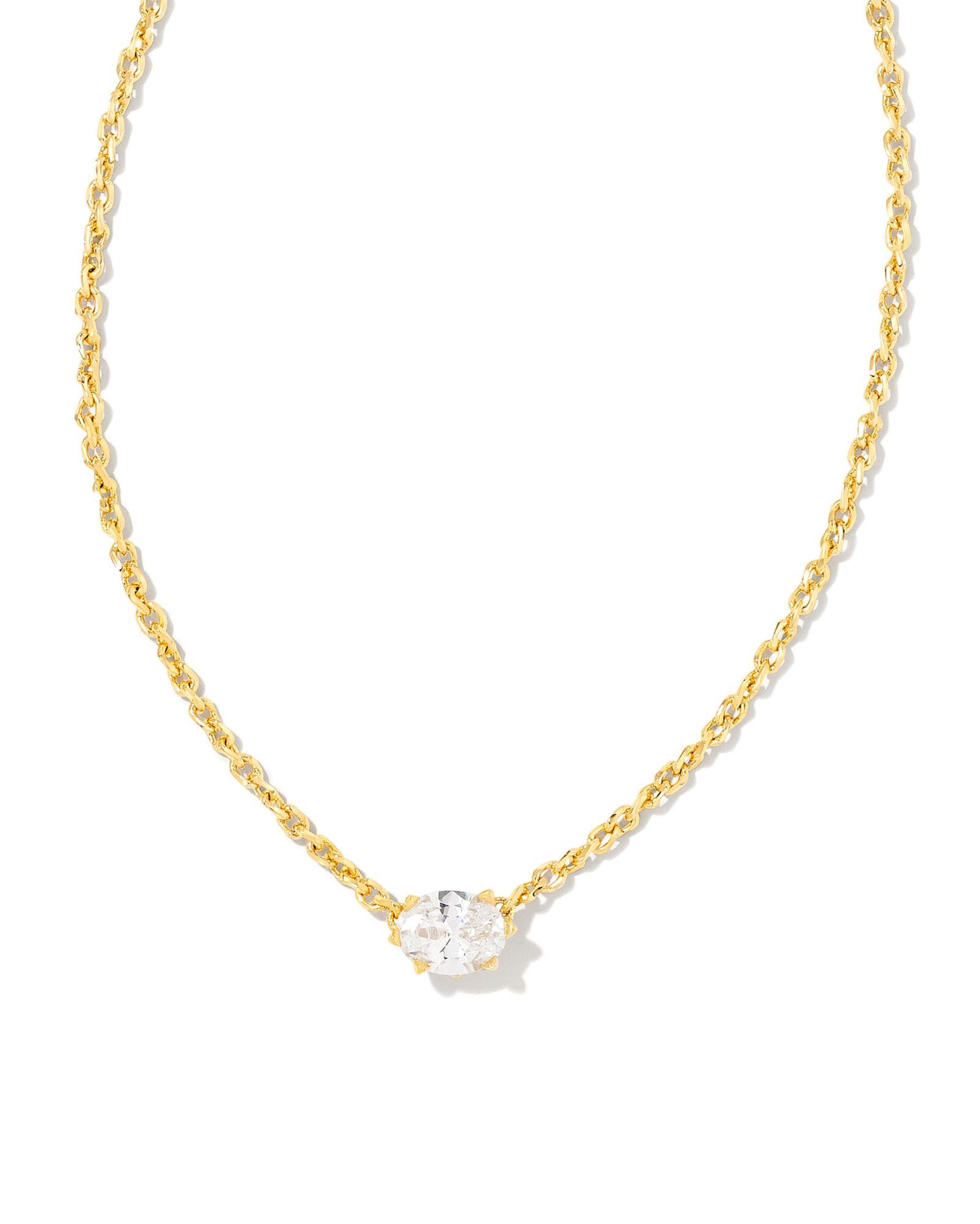 Kendra Scott Callin Crystal Pendant Necklace  - Gold Metal White CZ