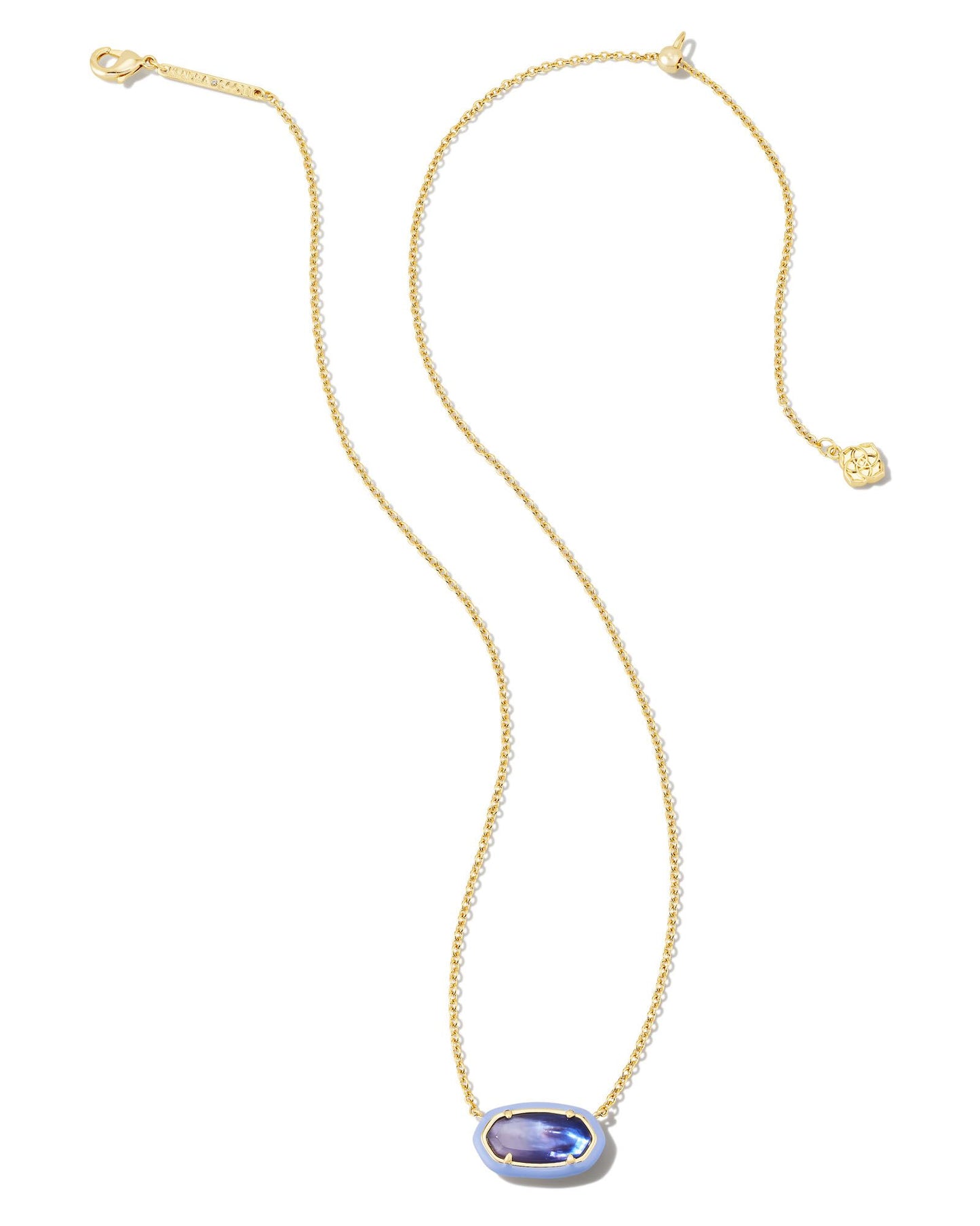 Kendra Scott Elisa Enamel Frame Short Pendant Necklace  - Gold Dark Lavender Ombré Illusion
