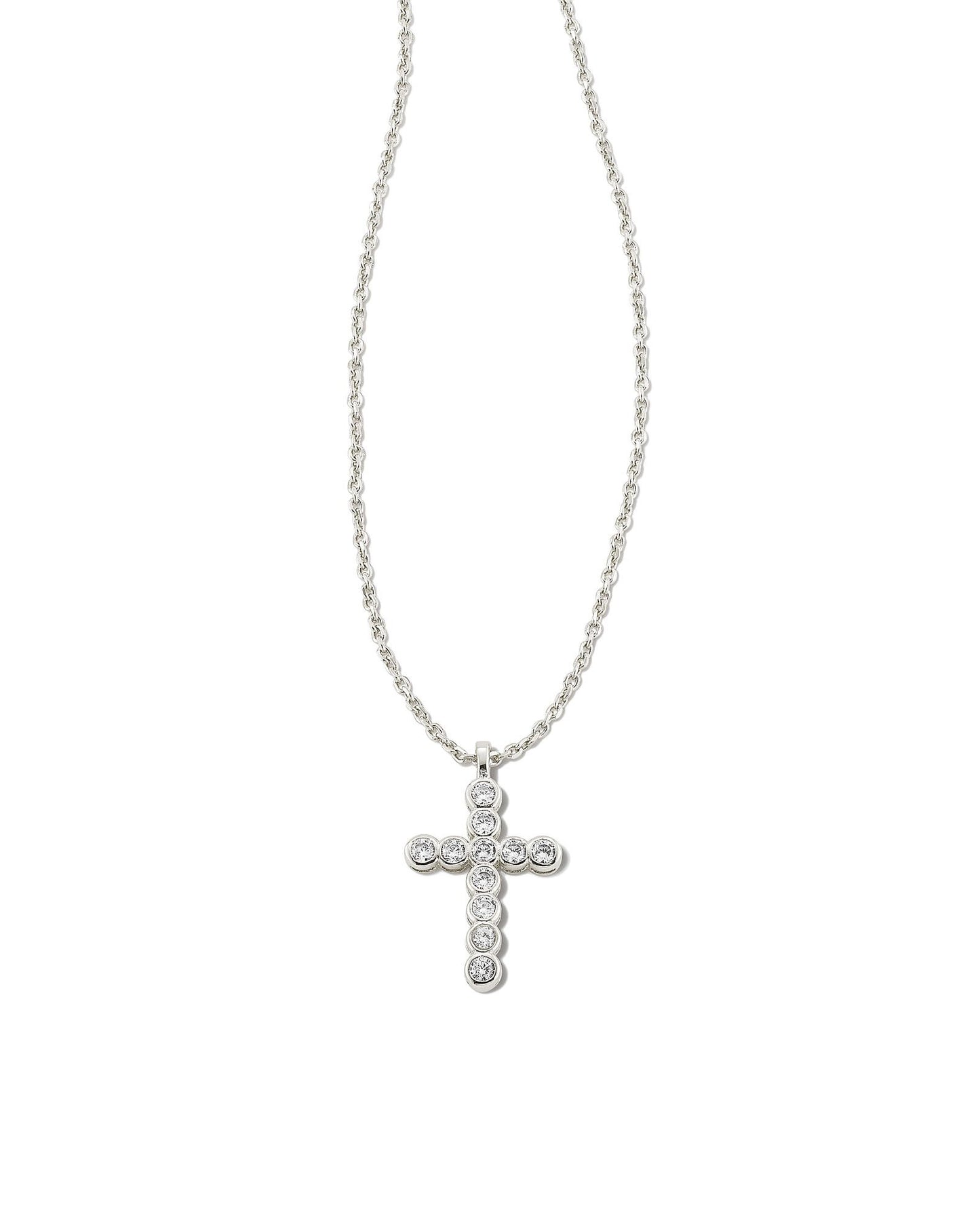 Kendra Scott Cross Crystal Pendant Necklace  - Rhodium White Crystal