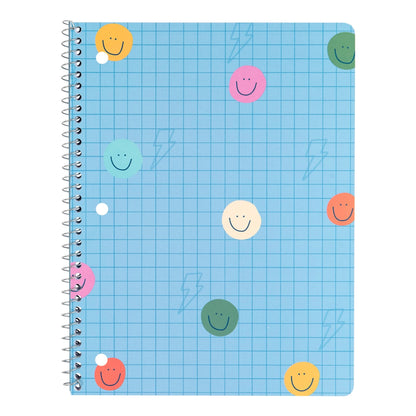 Smiley Grid Large Spiral Notebook