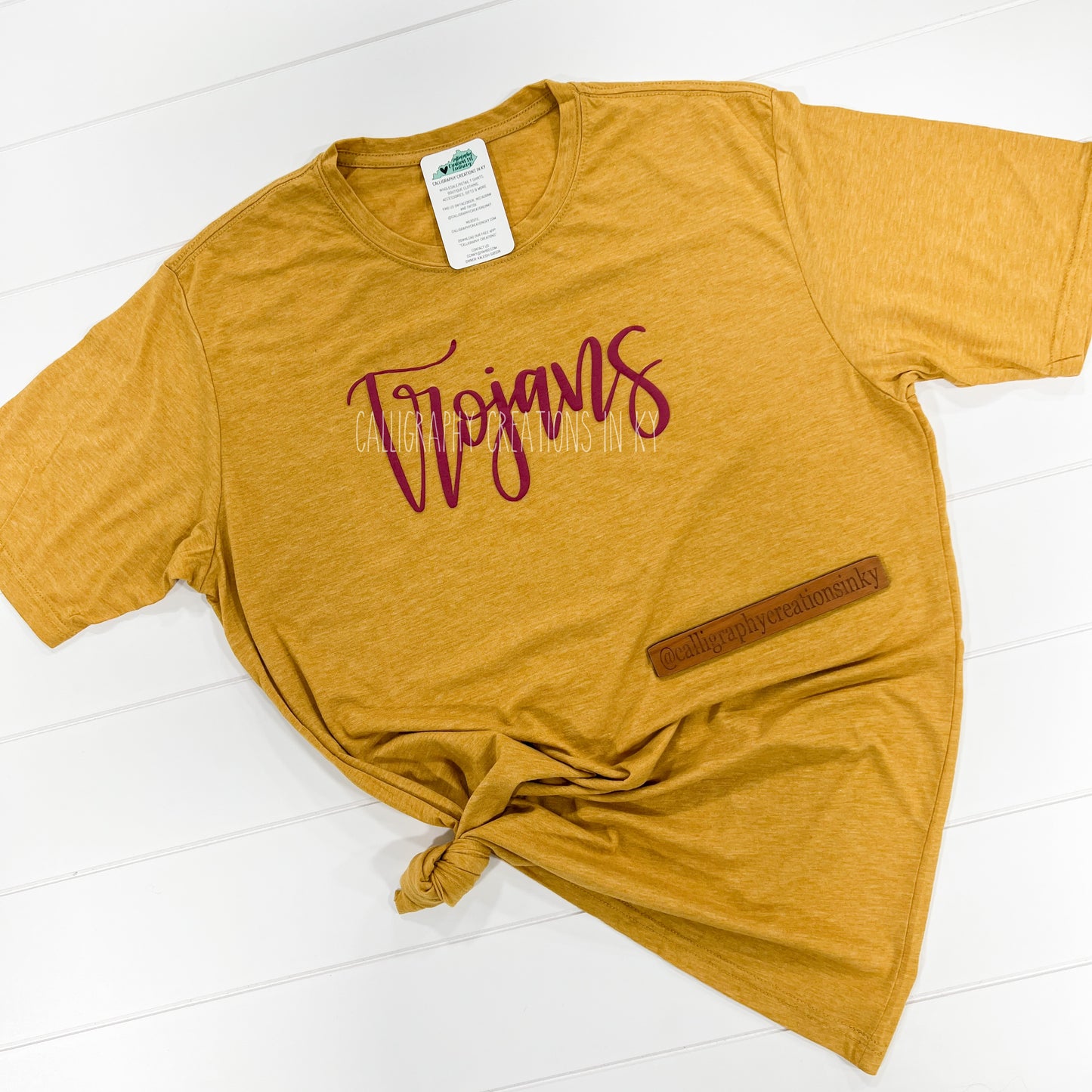 Gold • Hand-Lettered Trojans Puff Ink Tee