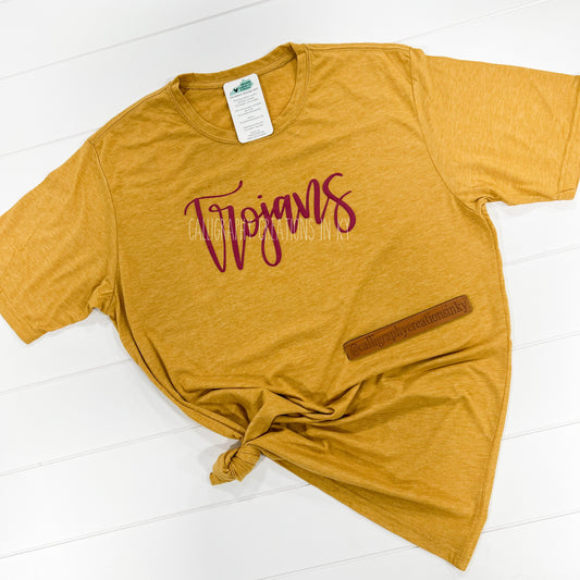 Gold • Hand-Lettered Trojans Puff Ink Tee