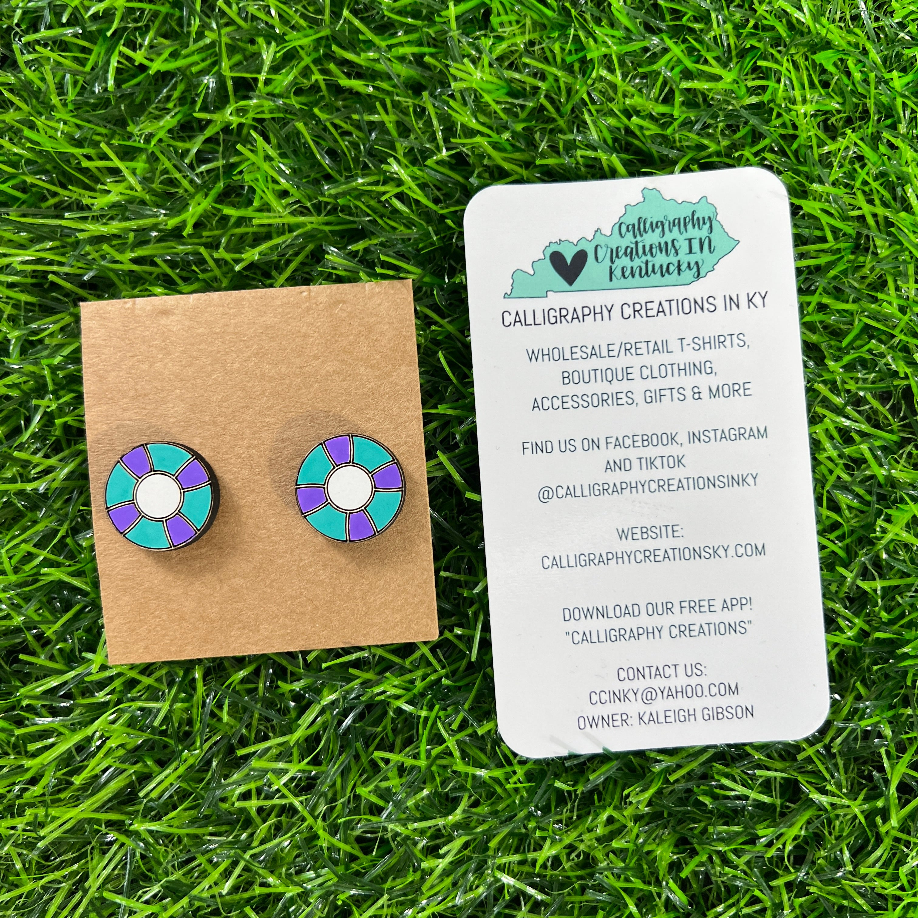 Purple/Green- Pool Float Stud Earrings - FINAL SALE