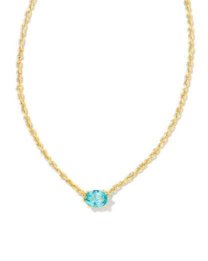 Kendra Scott Callin Crystal Pendant Necklace  - Gold Aqua Crystal