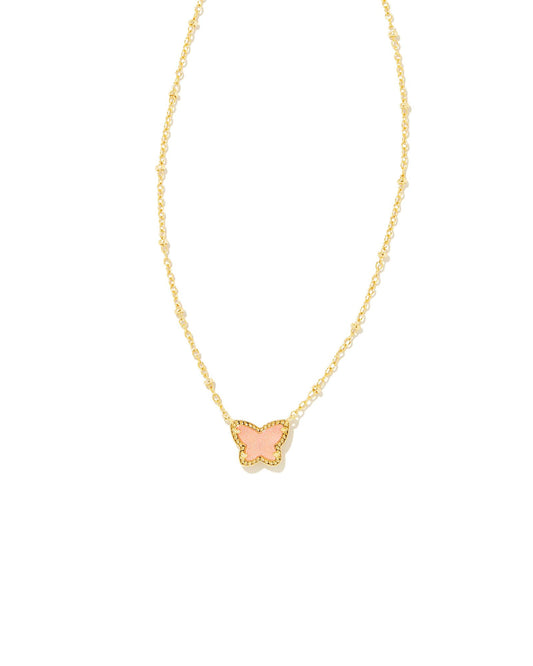 Kendra Scott Lillia Small Short Pendant Necklace - Gold Light Pink Drusy